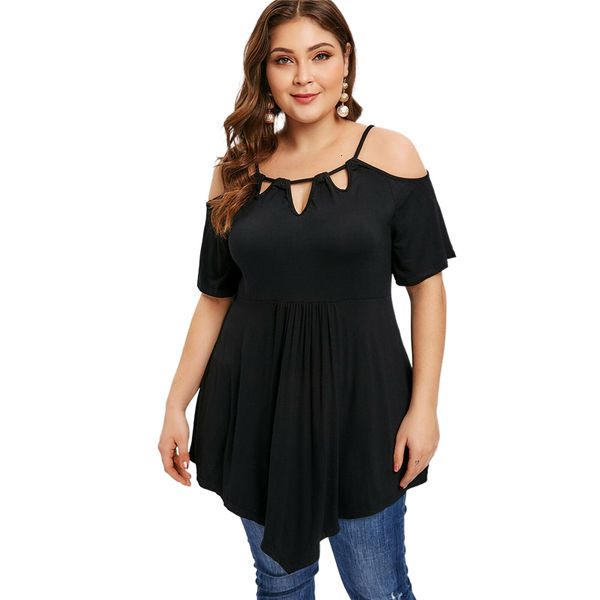women's plus size t-shirt loose women plus size tunic street wear off shoulder hollow out irregular hem tees female clothing large siz, Black
women's plus size t-shirt loose women plus size tunic street wear off shoulder hollow out irregular hem tees female clothing large siz, Black