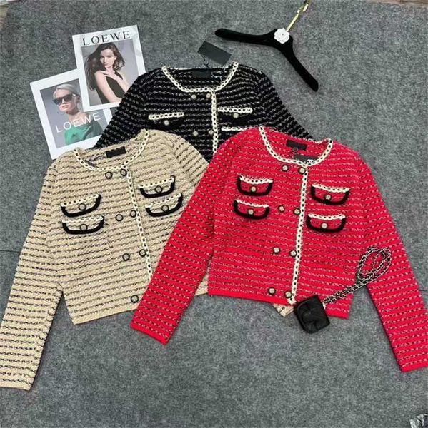 women's sweaters designer striped knitted sweater coat round neck double breasted cardigan jumper new slim temperament short women', White;black
women's sweaters designer striped knitted sweater coat round neck double breasted cardigan jumper new slim temperament short women', White;black