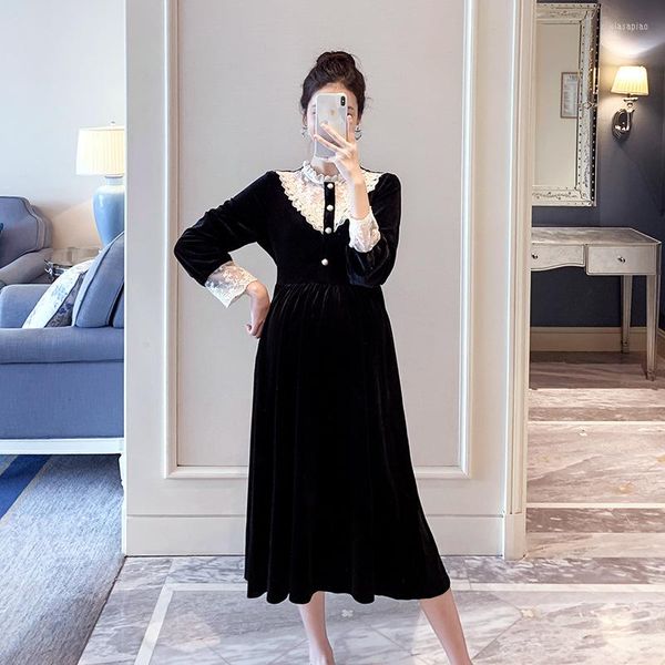 casual spring velvet black versatile temperament lace collar bottomed skirt retro evening party dress korean fahsion, Black;gray
casual spring velvet black versatile temperament lace collar bottomed skirt retro evening party dress korean fahsion, Black;gray