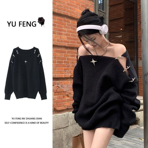 womens sweaters autumn off the collar pullover sweater long sleeve hollow metal button temperament 230214, White;black
womens sweaters autumn off the collar pullover sweater long sleeve hollow metal button temperament 230214, White;black