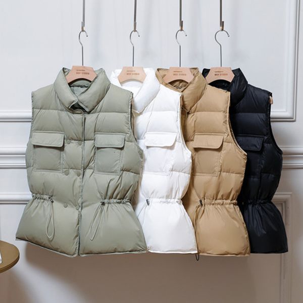 women's vests women sleeveless jacket spring autumn double breasted stand collar waistcoat short white duck down coat female parkas 230, Black;white
women's vests women sleeveless jacket spring autumn double breasted stand collar waistcoat short white duck down coat female parkas 230, Black;white