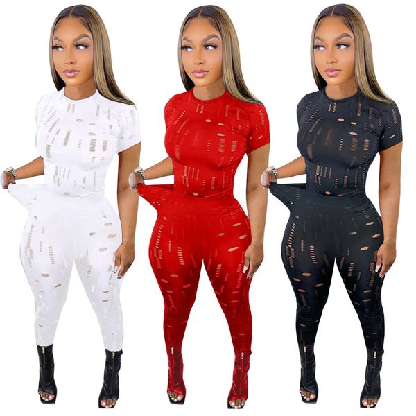 2023 designer tracksuits summer two piece sets womens outfits ripped sprotswear short sleeve pullover t-shirt and pants casual holes sports, Gray
2023 designer tracksuits summer two piece sets womens outfits ripped sprotswear short sleeve pullover t-shirt and pants casual holes sports, Gray