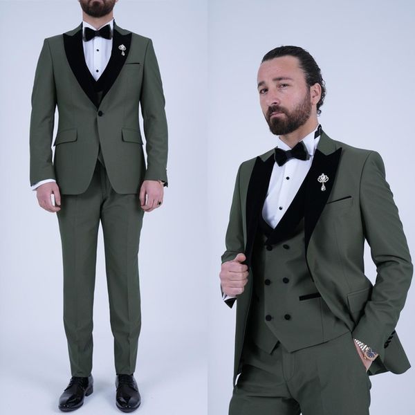 three pieces wedding tuxedos men suits peaked lapel fashion suit jacket one-button handsome customized pockets work multi-scenario coat pant, Black;gray
three pieces wedding tuxedos men suits peaked lapel fashion suit jacket one-button handsome customized pockets work multi-scenario coat pant, Black;gray