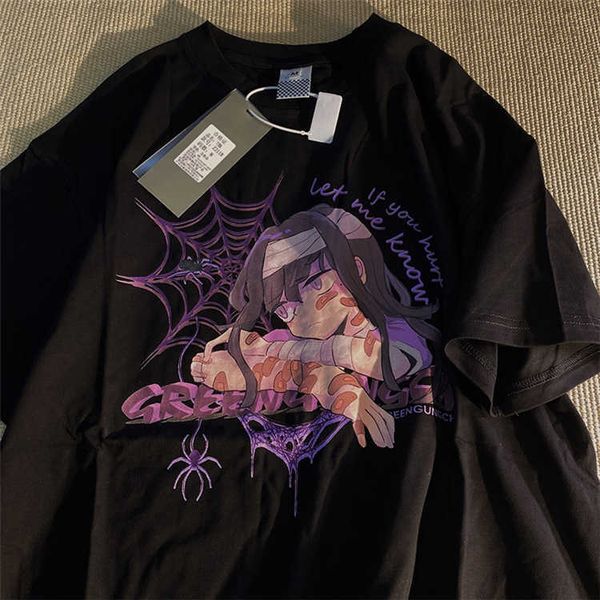 women's t-shirt m5xl twodimensional animation jk personality halfsleeved printed tshirt women loose street oversized tshirt lovers j23, White
women's t-shirt m5xl twodimensional animation jk personality halfsleeved printed tshirt women loose street oversized tshirt lovers j23, White