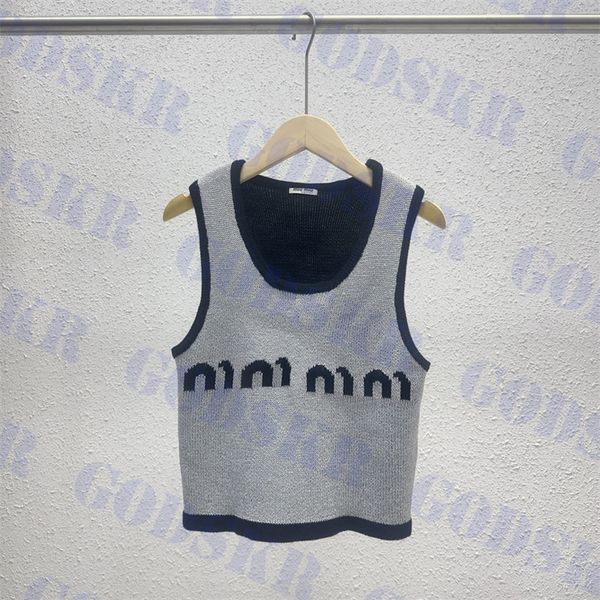 womens gray tank letter jacquard sweater silver thread knit vests cropped for women, White
womens gray tank letter jacquard sweater silver thread knit vests cropped for women, White