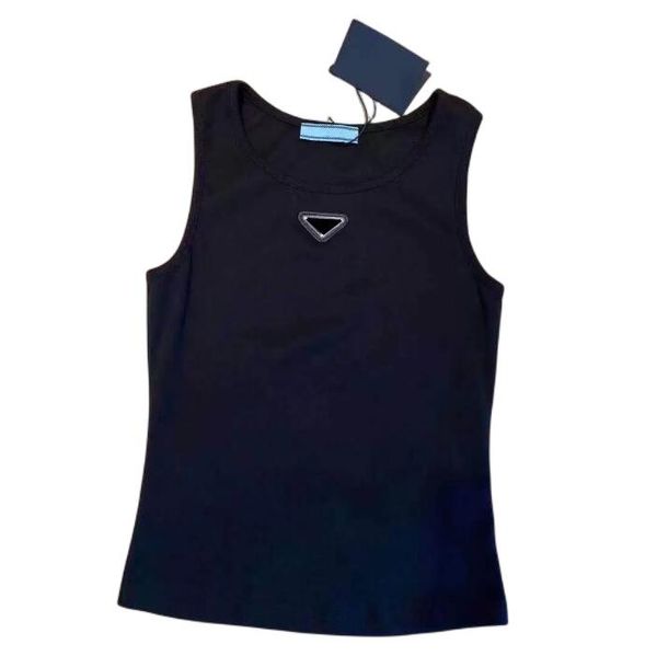 Image of Prrra 2023 Womens Knits Tees T Shirts Sleeveless Woman Summer Tanks Camis Tees Vest Short Shirt Lady Slim Vests Ice Silk Tops