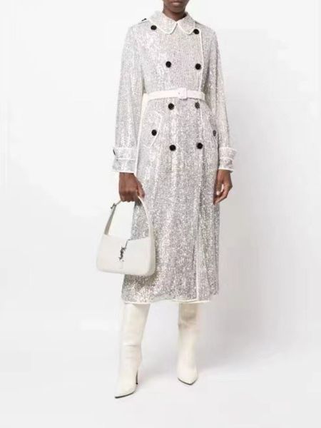 women's trench coats sequined long coat woman full sleeve silver autumn winter fashion 230215, Tan;black
women's trench coats sequined long coat woman full sleeve silver autumn winter fashion 230215, Tan;black