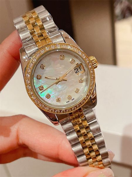 aaa women's automatic watch 316l steel strap original press buckle class a pearl shell material dial diamond ring women's watch 36, Slivery;golden
aaa women's automatic watch 316l steel strap original press buckle class a pearl shell material dial diamond ring women's watch 36, Slivery;golden