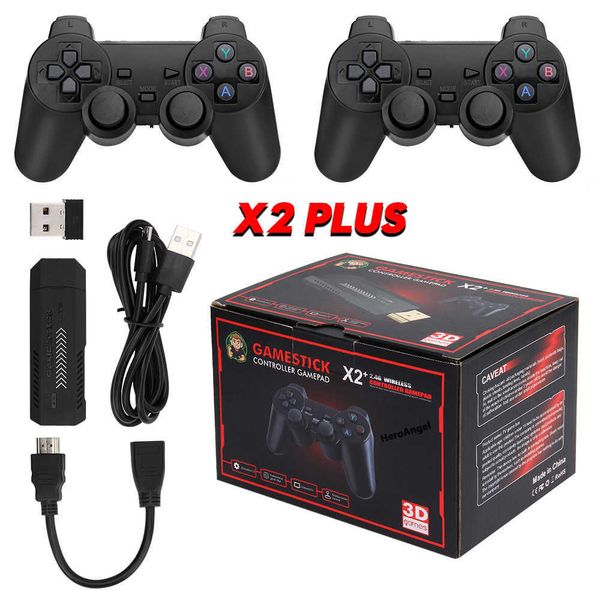 Image of Game Controllers Joysticks X2 Plus Retro TV Game Console 3D 4K Output Gamestick 24G Dual Handles Wireless Controller Portable Home Games 128G 40000 Games J230214