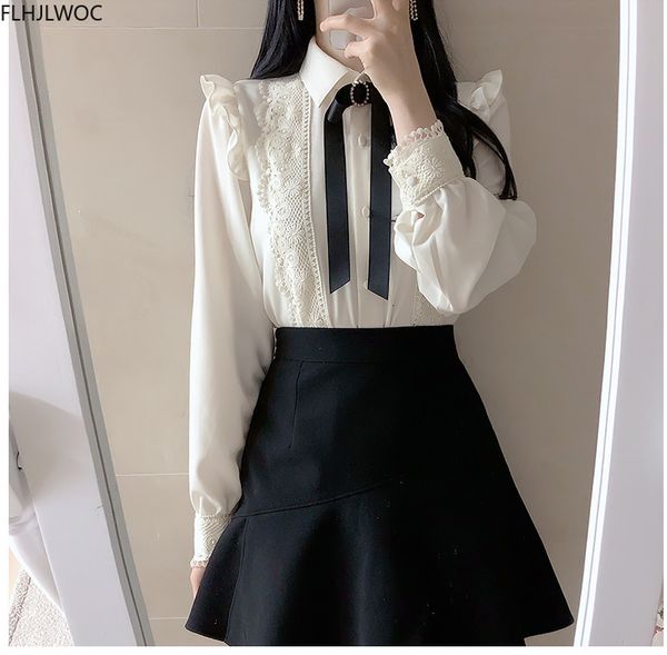 womens blouses shirts ruffled autumn spring basic office lady work wear women single breasted button solid peter pan collar white 230214
womens blouses shirts ruffled autumn spring basic office lady work wear women single breasted button solid peter pan collar white 230214