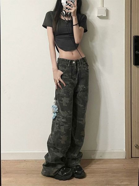 women's jeans houzhou camouflage green cargo pants women y2k hippie low rise jeans retro streetwear harajuku army wide leg denim trouse, Blue
women's jeans houzhou camouflage green cargo pants women y2k hippie low rise jeans retro streetwear harajuku army wide leg denim trouse, Blue