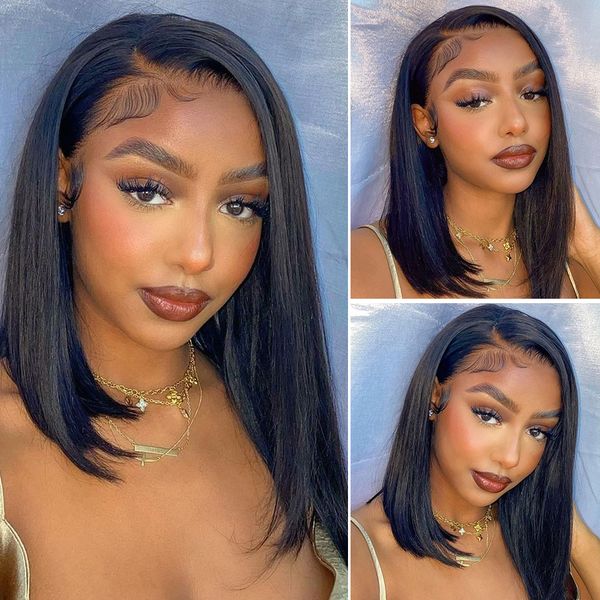 bob wig lace front human brazilian bob wig pre-plucked 13x4 hd lace frontal wig short human hair wigs for women, Black
bob wig lace front human brazilian bob wig pre-plucked 13x4 hd lace frontal wig short human hair wigs for women, Black