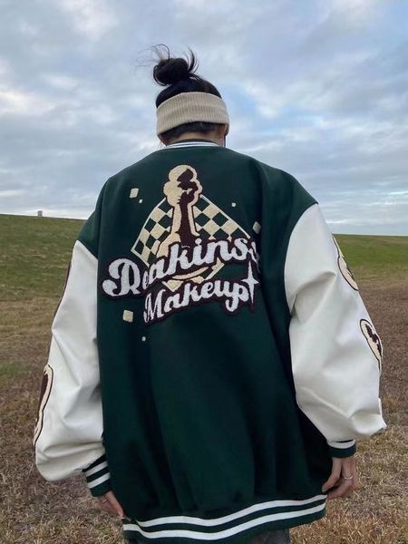 womens jackets retro high street hip hop quality embroidered baseball uniform female american oversize couple casual clothes coat 230215, Black;brown 
womens jackets retro high street hip hop quality embroidered baseball uniform female american oversize couple casual clothes coat 230215, Black;brown