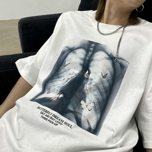 women's t-shirt 23 new styles of ribs perspective printing hedging loose gothic style shortsleeved tshirt women's shirt oversized, White
women's t-shirt 23 new styles of ribs perspective printing hedging loose gothic style shortsleeved tshirt women's shirt oversized, White