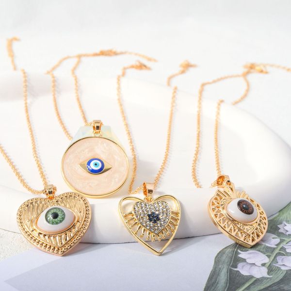 s3441 fashion jewelry evil eye pendant necklace for women round heart geometric blue eyes necklaces, Silver
s3441 fashion jewelry evil eye pendant necklace for women round heart geometric blue eyes necklaces, Silver