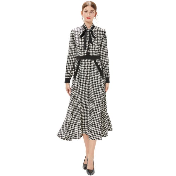 2023 retro hepburn style midi dress women designer bow flowers tie up plaid dresses spring autumn elegant robe ladies chic birthday dinner s, Black;gray
2023 retro hepburn style midi dress women designer bow flowers tie up plaid dresses spring autumn elegant robe ladies chic birthday dinner s, Black;gray