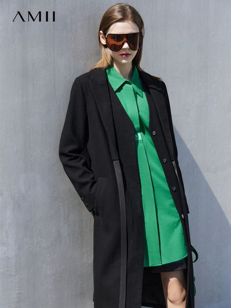 women's jackets amii minimalism wool coat women winter warm fashion vneck single breasted clothing long jacket coats 12270606 230215, Black;brown
women's jackets amii minimalism wool coat women winter warm fashion vneck single breasted clothing long jacket coats 12270606 230215, Black;brown