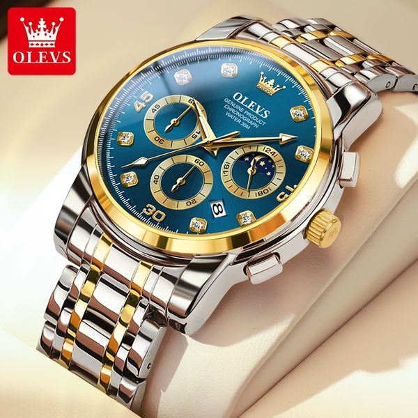 wristwatches olevs original men watch quartz chronograph moon phase date luminous waterproof luxury business wristwatch quartz watch for men, Slivery;brown
wristwatches olevs original men watch quartz chronograph moon phase date luminous waterproof luxury business wristwatch quartz watch for men, Slivery;brown