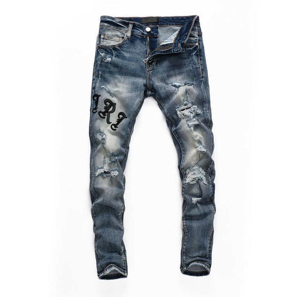 men's jeans amirs designer fashion pants cool stylish leisure ripped brand elastic slim fitting embroidery holes youth trend versatile, Blue
men's jeans amirs designer fashion pants cool stylish leisure ripped brand elastic slim fitting embroidery holes youth trend versatile, Blue
