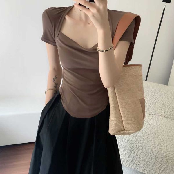 women's t-shirt french niche design sense exposed clavicle square neck shortsleeved tshirt female summer 2021 new cool sweet girl j2302, White
women's t-shirt french niche design sense exposed clavicle square neck shortsleeved tshirt female summer 2021 new cool sweet girl j2302, White