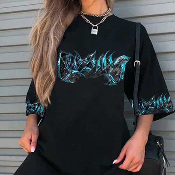 women's t-shirt s3xl summer ghost blue fire digital printing loose short sleeve tshirt women personality street trend oversized tshirt, White
women's t-shirt s3xl summer ghost blue fire digital printing loose short sleeve tshirt women personality street trend oversized tshirt, White
