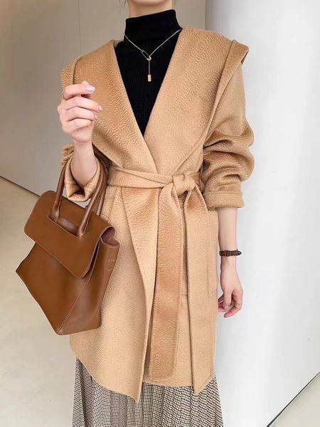 women's jackets rosevans highend winter hooded cashmere coat women autumn long loose camel water ripple lace fashionable casual jacket, Black;brown
women's jackets rosevans highend winter hooded cashmere coat women autumn long loose camel water ripple lace fashionable casual jacket, Black;brown