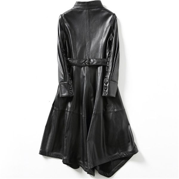 women's leather faux autumn winter arrival sheep long coats belt female genuine outerwear 230215, Black
women's leather faux autumn winter arrival sheep long coats belt female genuine outerwear 230215, Black