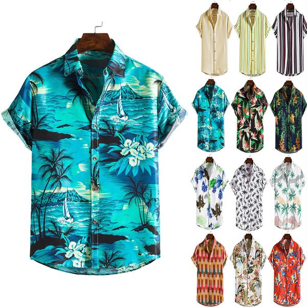 mens floral t shirt beach lapel shirts hawaiian short sleeve holiday loose, White;black
mens floral t shirt beach lapel shirts hawaiian short sleeve holiday loose, White;black