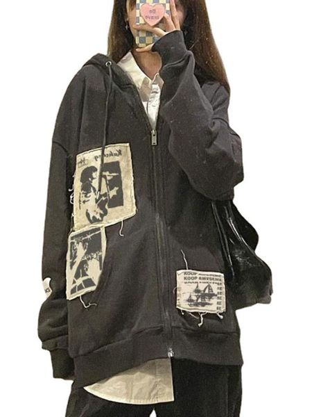 women's hoodies sweatshirts street brown graffiti print zip vintage hoodie sweatshirts hoodies kawaii blouse grunge y2k clothes autumn, Black
women's hoodies sweatshirts street brown graffiti print zip vintage hoodie sweatshirts hoodies kawaii blouse grunge y2k clothes autumn, Black