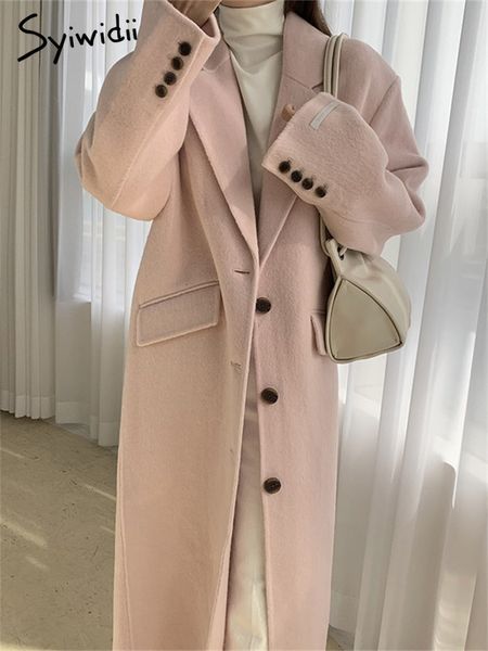 women's jackets syiwidii long wool blends winter coats and women single breasted korean fashion thicken elegant ladies outerwear 230215, Black;brown
women's jackets syiwidii long wool blends winter coats and women single breasted korean fashion thicken elegant ladies outerwear 230215, Black;brown