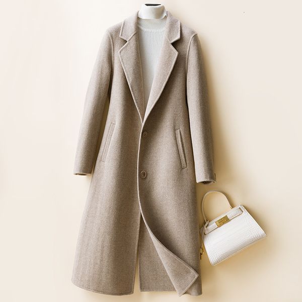 women's jackets autumn and winter ladies doublesided cashmere coat midlength with pockets thickened loose large size woolen lapel 23021, Black;brown
women's jackets autumn and winter ladies doublesided cashmere coat midlength with pockets thickened loose large size woolen lapel 23021, Black;brown