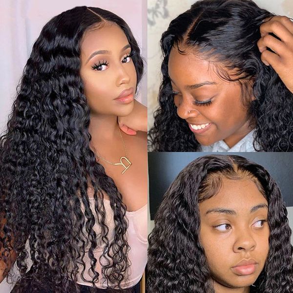 deep wave lace frontal wigs for women pre plucked brazilian remy curly human hair wigs 5x5 lace closure wigs, Black
deep wave lace frontal wigs for women pre plucked brazilian remy curly human hair wigs 5x5 lace closure wigs, Black