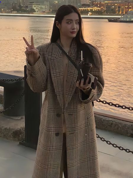 women's jackets kalevest single breasted trench coat fashion autumn winter women clothing long sleeve woolen plaid overcoat for female, Black;brown
women's jackets kalevest single breasted trench coat fashion autumn winter women clothing long sleeve woolen plaid overcoat for female, Black;brown