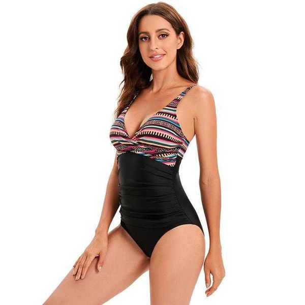 one piece triangle swimsuit womens v neck color block wrinkle belly covering sexy, White;black
one piece triangle swimsuit womens v neck color block wrinkle belly covering sexy, White;black