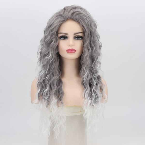 long curly wavy wig ombre platinum blonde wigs for women loose wave hair glueless heat resistant synthetic wigs for daily party use, Black
long curly wavy wig ombre platinum blonde wigs for women loose wave hair glueless heat resistant synthetic wigs for daily party use, Black