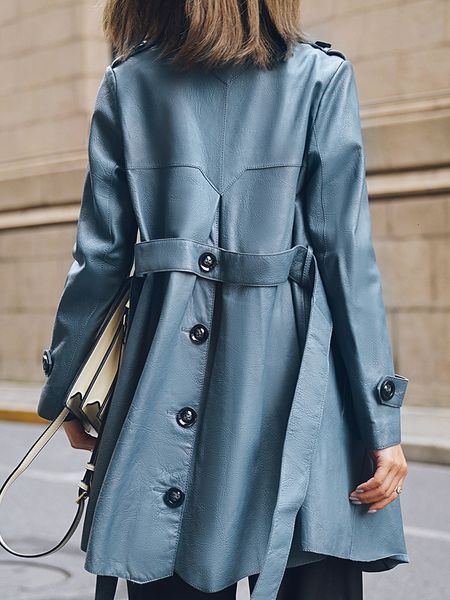 women's leather faux real jacket women 100 clothes sheepskin belted jackets woman midlength slim trench coats ladies jaqueta feminina s, Black
women's leather faux real jacket women 100 clothes sheepskin belted jackets woman midlength slim trench coats ladies jaqueta feminina s, Black