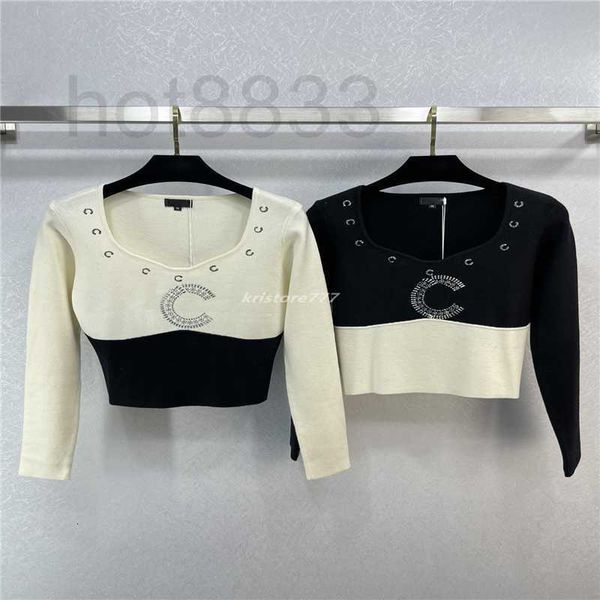 women's sweaters designer 23ss cashmere knits with letter beads milan runway crop shirt high end bodycon elasticity hgia, White;black
women's sweaters designer 23ss cashmere knits with letter beads milan runway crop shirt high end bodycon elasticity hgia, White;black