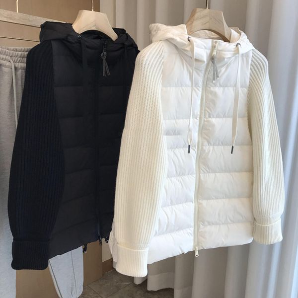 women's vests women warm down jacketknit stitcing hooded coat fashion 2023 autumn winter female long sleeve drawstring zipper jacket 20, Black;white
women's vests women warm down jacketknit stitcing hooded coat fashion 2023 autumn winter female long sleeve drawstring zipper jacket 20, Black;white
