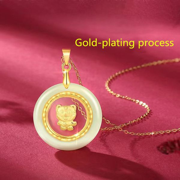 n jade zodiac gold plated pendant gold inlaid jade necklace birthday gift fashion couple gift new year jewelry accessories, Silver
n jade zodiac gold plated pendant gold inlaid jade necklace birthday gift fashion couple gift new year jewelry accessories, Silver