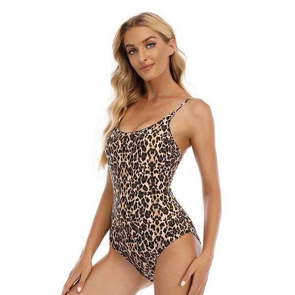 double shoulder backless triangle one piece swimsuit female leopard print, White;black
double shoulder backless triangle one piece swimsuit female leopard print, White;black