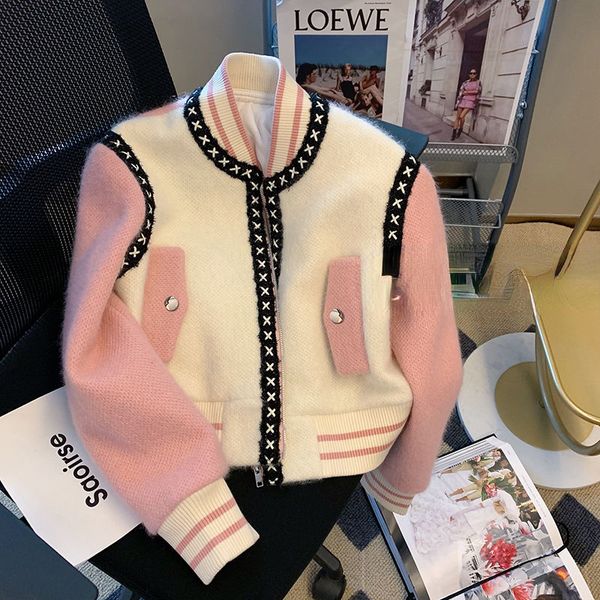 womens knits tee spring autumn contrast color knit coats female short sweaters outerwear ladies oneck cardigan jackets y375 230214, White
womens knits tee spring autumn contrast color knit coats female short sweaters outerwear ladies oneck cardigan jackets y375 230214, White