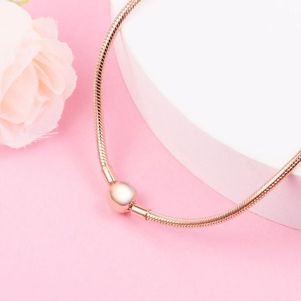 rose gold plated snake chain necklace fits european pandora style charms and beads, Silver
rose gold plated snake chain necklace fits european pandora style charms and beads, Silver