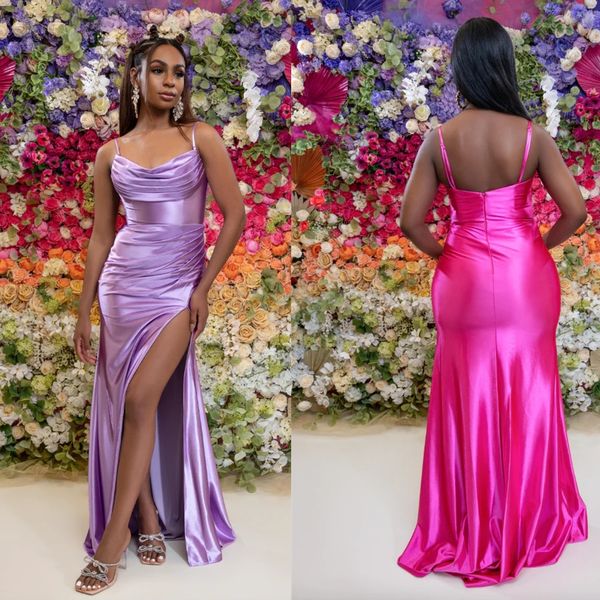 side split mermaid maid of honor gowns 2023 long bridesmaid dresses spaghetti straps pleats satin long prom dresses, White;pink
side split mermaid maid of honor gowns 2023 long bridesmaid dresses spaghetti straps pleats satin long prom dresses, White;pink