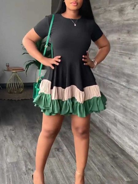 casual dresses colorblock print ruched ruffles short sleeve summer dress women t230210, Black;gray
casual dresses colorblock print ruched ruffles short sleeve summer dress women t230210, Black;gray