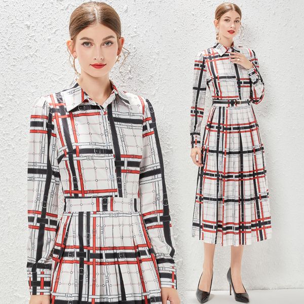2023 vintage lapel elegant shirt midi dress women designer long sleeve print slim a-line plaid dresses casual robe spring autumn ladies fash, Black;gray
2023 vintage lapel elegant shirt midi dress women designer long sleeve print slim a-line plaid dresses casual robe spring autumn ladies fash, Black;gray