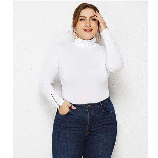 women's plus size t-shirt plus size women turtleneck skinny bodysuits long zipper sleeved autumn solid color basic 5xl 6xl female jumps, Black
women's plus size t-shirt plus size women turtleneck skinny bodysuits long zipper sleeved autumn solid color basic 5xl 6xl female jumps, Black