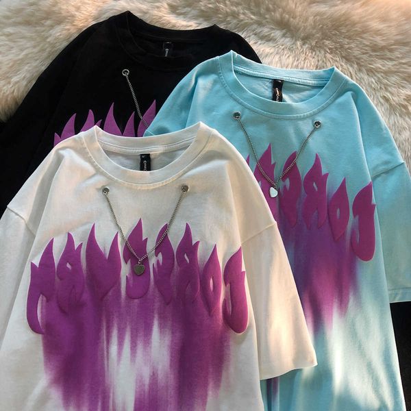 women's t-shirt love chain gradient color tshirt female summer loose casual shortsleeved tshirt female halfsleeved couple oversized tsh, White
women's t-shirt love chain gradient color tshirt female summer loose casual shortsleeved tshirt female halfsleeved couple oversized tsh, White