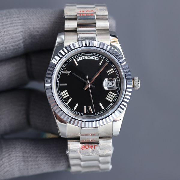 18 styles mens watches luxury silver watch black dial 40mm day date automatic sweeping men watch stainless steel bracelet luminous wristwatc, Slivery;brown
18 styles mens watches luxury silver watch black dial 40mm day date automatic sweeping men watch stainless steel bracelet luminous wristwatc, Slivery;brown