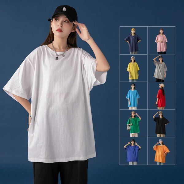 women's t-shirt 11 color pure cotton tshirt women shortsleeved loose tshirt solid color simple halfsleeved round neck oversized tshirt, White
women's t-shirt 11 color pure cotton tshirt women shortsleeved loose tshirt solid color simple halfsleeved round neck oversized tshirt, White