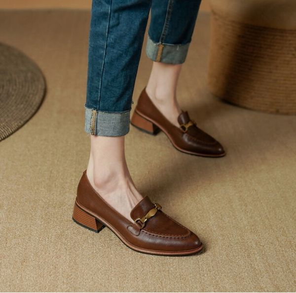 vintage loafers full grain leather women office shoes fashion driving boats shoes, Black
vintage loafers full grain leather women office shoes fashion driving boats shoes, Black